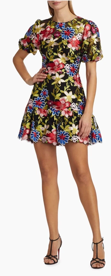 Vestido Milly Yasmin Floral Bordado Manga Abullonada Malla Talla 2 Foto 3 de 4