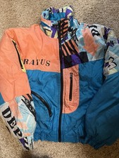 90s APPARATUS Vintage Boys Girls Zip Up Insulated Nylon Jacket Size L Multicolor