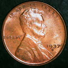 1937-s Lincoln Wheat Cent Penny - Bu Ms Unc Uncirculated - Free Shipping