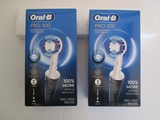 TWO the same ORAL-B PRO 500 Rechargeable Toothbrush COMPLETE New Sealed LOOK