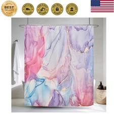Purples Pink Marble Shower Curtain Abstract Modern Pastel Watercolor Ink Art ...