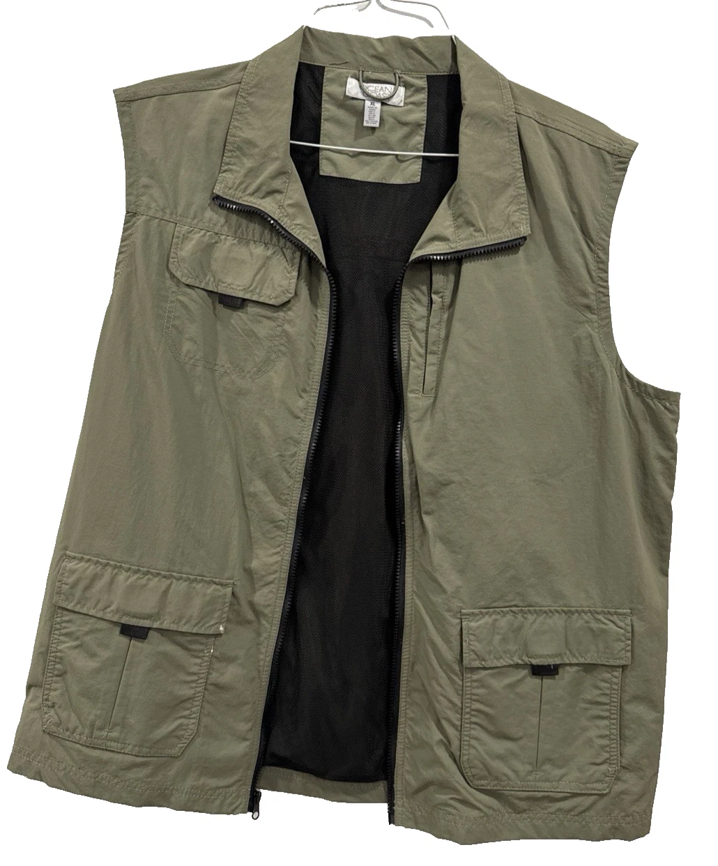 Ocean Coast Utility Fishing Cargo Vest Mens XL Utility Olive Green NWOT