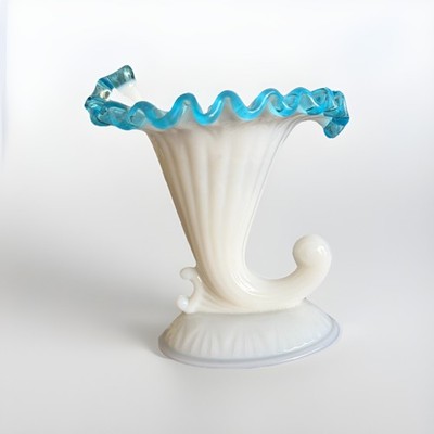Vintage Fenton Bluecrest Cornucopia Candle Holder
