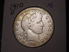 1910-D BARBER QUARTER VG POPULAR BETTER DATE FREE SHIPPING