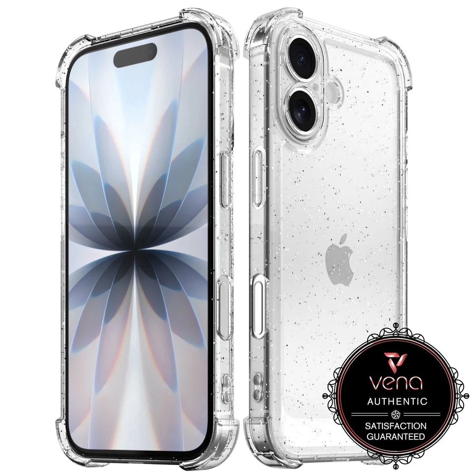 Vena For Apple iPhone 17 Case Clear Glitter, Bump Resistant Back Cover