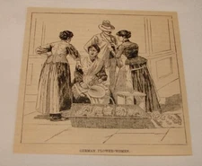 1887 magazine engraving ~ New Orleans GERMAN FLOWER-WOMEN
