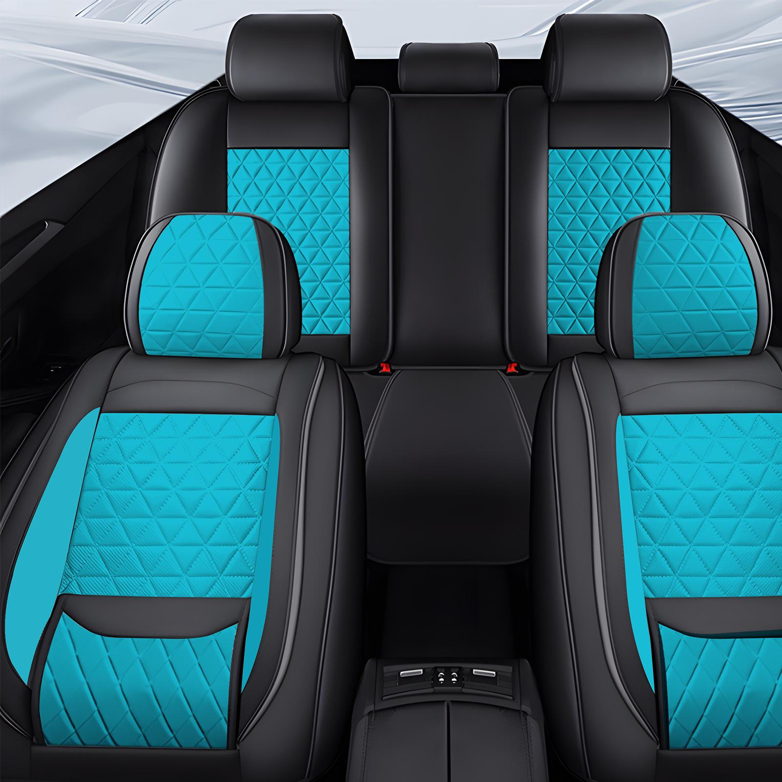 Universal Car Seat Cover Full Set Leather 5-Seats Front Rear Protector -3 colour