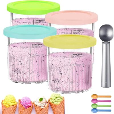 4x Organisation Eis behälter Aufbewahrung sglas für Ninja Creami Für NC500/501
