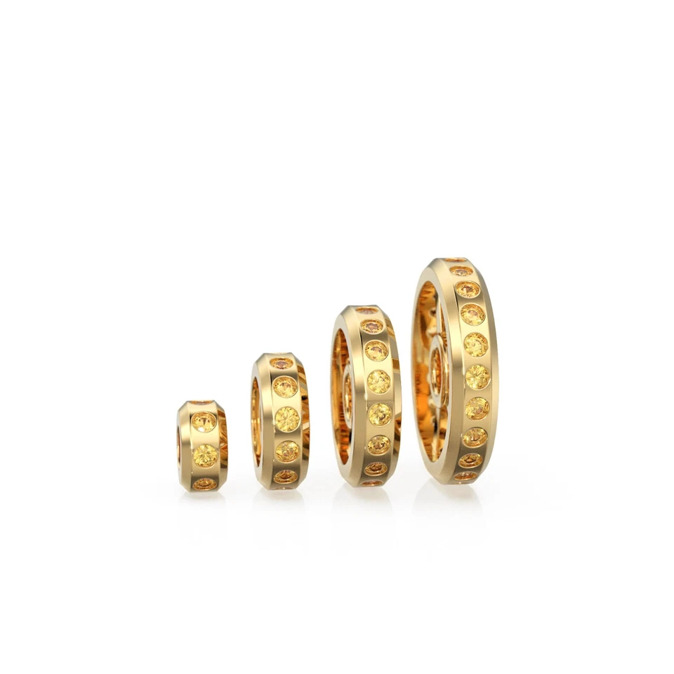 Real Golden Citrine 18k Solid Gold Eternity Rondelle Wheel Spacer Handmade Beads - Image 4 of 4
