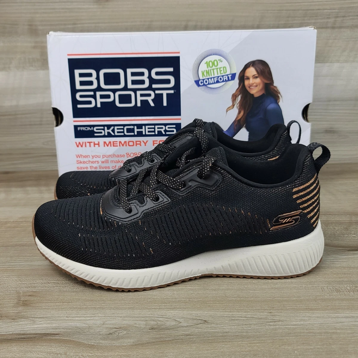 lluvia tabaco Máquina de recepción Skechers Women&#039;s Size 8 Bobs Sport Squad Ring Master Black Gold 31347  | eBay