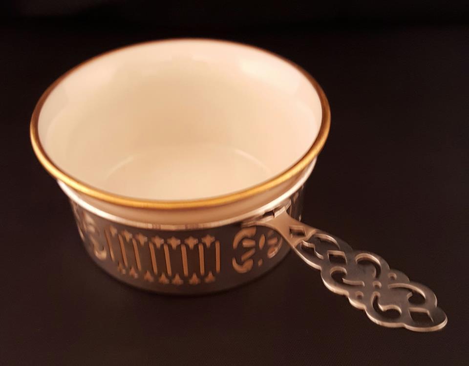 Antique Shreve and Co. Sterling Silver Ramekin Holder with Lenox