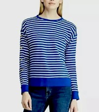 Lauren Ralph Lauren Women  s Blue Striped Crewneck Sweater Shirt Sz L MSRP 89.50