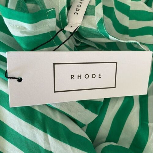 $495 NWT Rhode Green and White Ella Curacao Striped Dress Sz S - Picture 3 of 13