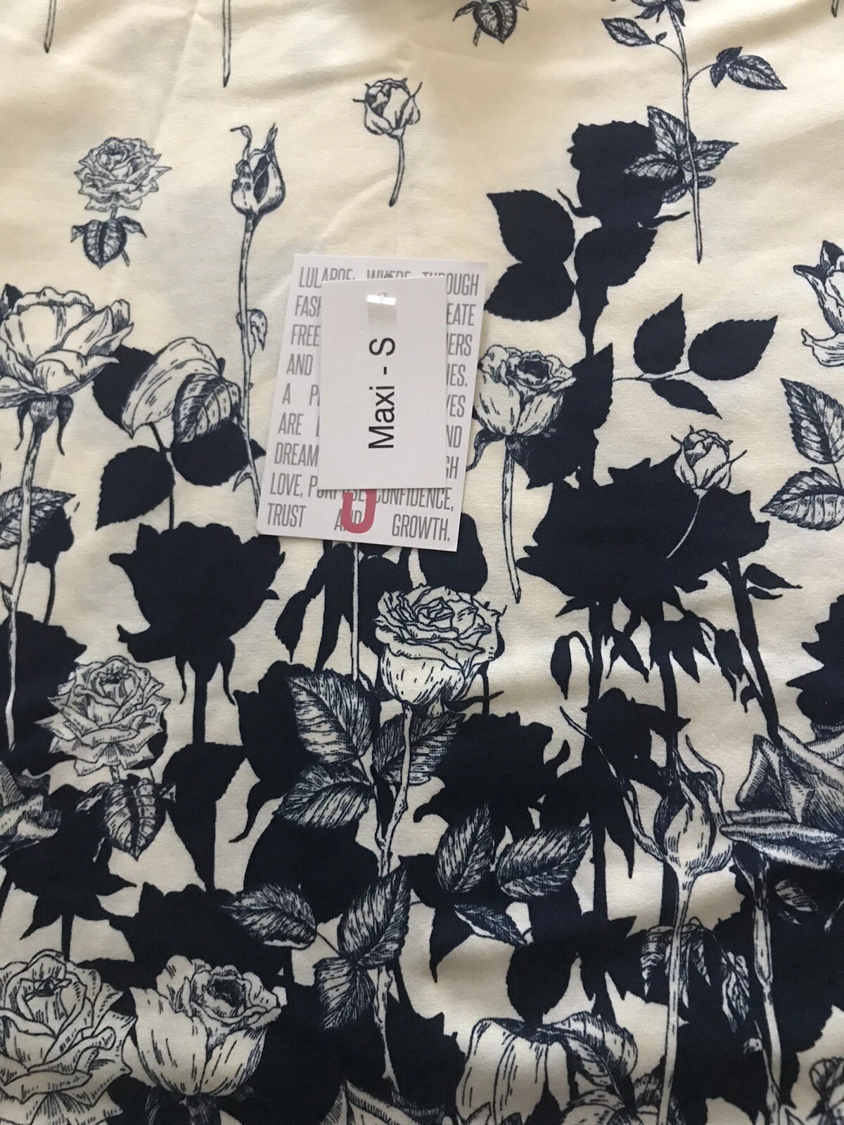 OFF WHITE Abito gonna LuLaRoe MAXI bianco sporco panna blu navy dip roses? piccolo 6 8 unicorno