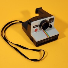 Polaroid SX-70 OneStep White Rainbow Stripe Vintage Original Land Camera Retro