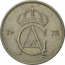 #426431 M&uuml;nze, Schweden, Gustaf VI, 50 &Ouml;re, 1973, SS+, Copper-nickel, KM:837