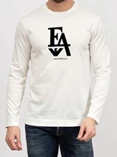 EMPORIO ARMANI White T-shirt EA velvet print Men's Tshirt- Size.: M L XL XXL New