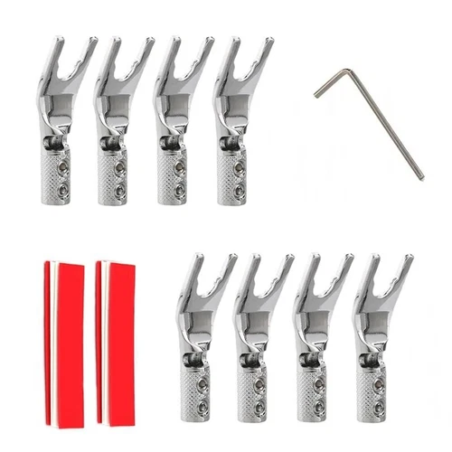 8pcs Gold/Rhodium Plated Copper Y Spade Connector HIFI Speaker Cable Banana Plug - Picture 8 of 25