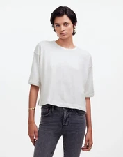 Madewell Relaxed Boxy Tee in Eyelet White, Size XXS