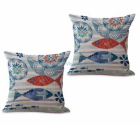 Us Seller- Set Of 2 Cheap Outdoor Ocean Animal Sea Life Fishes Cushion Cover Us Seller- Set Of 2 Cheap Outdoor Ocean Animal Sea Life Fishes Cushion Cover
