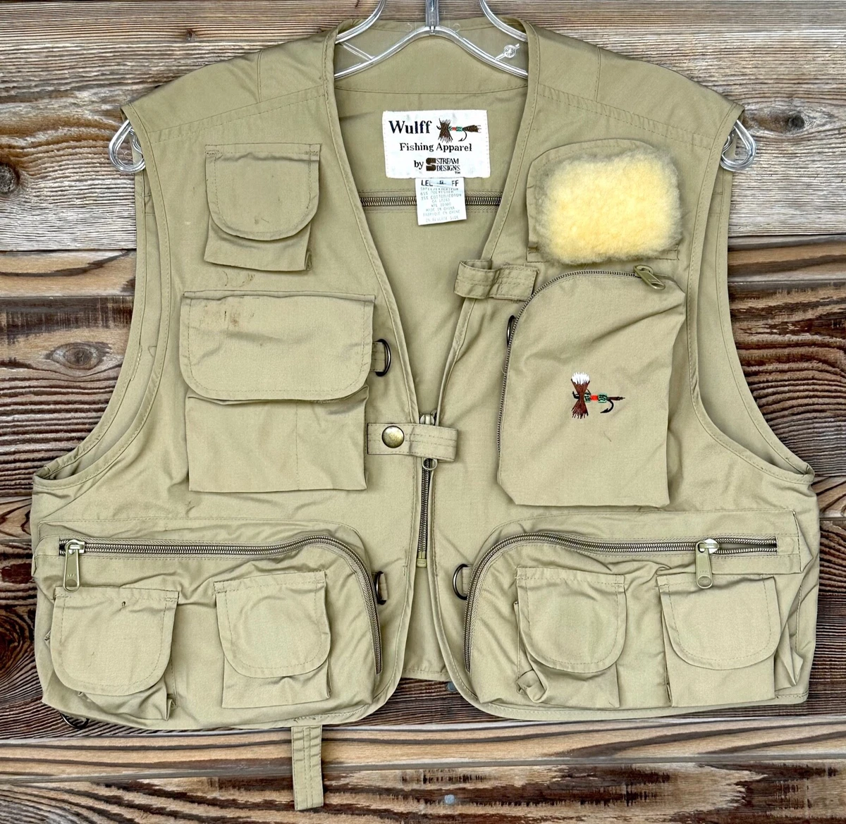 Vintage Fly Fishing Vest Rare Wulff Stream Designs Beige | Size S