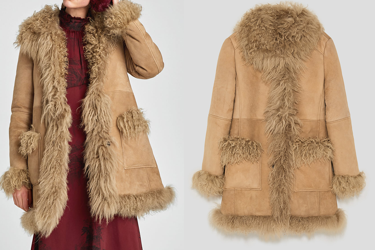 ZARA Studio Real Leather Fur Camel Beige Sheepskin Coat ZARA Studio Real Leather Fur Camel Beige Sheepskin Coat