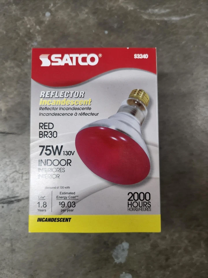 Satco S3240 75W R30 Red Medium Base - Image 2 of 4