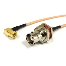 BNC female bulkhead to SMB female right angle RF jumper cable RG316 15cm 6inch