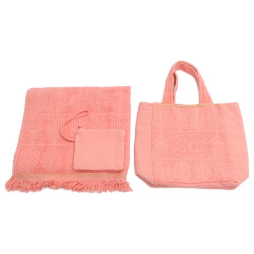 CHANEL Cruise line beach towel, tote bag, pouch pink