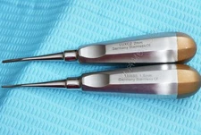 GERMAN 2 PCS STR 1.5MM & 2MM DENTAL SURGERY EXTRACTION LUXATING ELEVATOR- GOLD