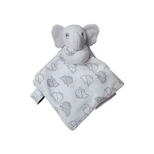 Blankets  and Beyond Elephant Lovey Baby Security Blanket White Gray 13"