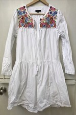 J.Crew Farmers Market Poplin Tunic Dress with Embroidered Neckline White Size S