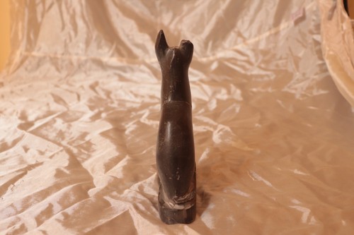 Sacred Cat Goddess Bastet Seated Figure, Vintage Carved Stone Egyptian Statue - Picture 8 of 12