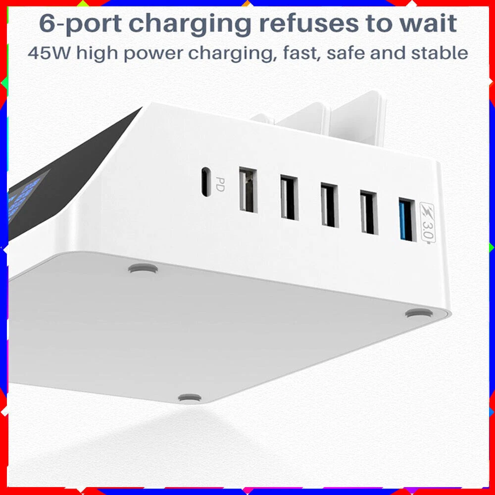 Expand connectivity with a multi-port USB hub featuring digital display and AC power adapter