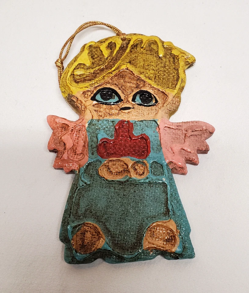 Лот из 3 винтажных рождественских украшений 60-х годов Япония MCM Angels Bell примитивное народное искусство 5 дюймов - Изображение 2 из 4