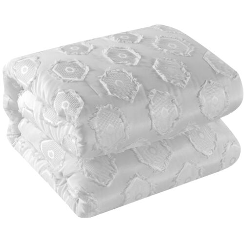 Nanshing Tammy 3D Geometric Pattern 7 Piece Comforter Set White Queen