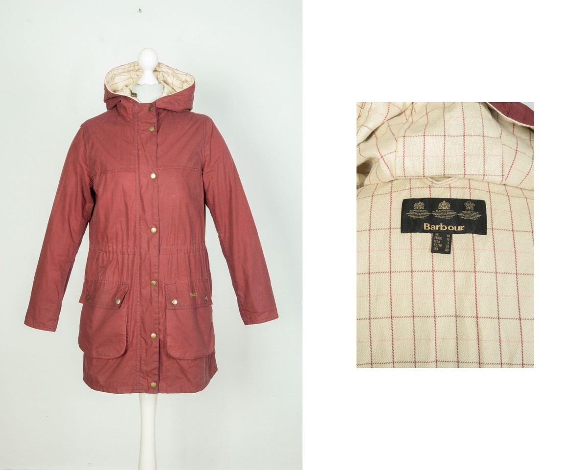 バブアー Barbour Wax Durham レディース UK：8 Barbour Marsworth Durham Hooded Burgundy Wax Cotton Jacket Coat