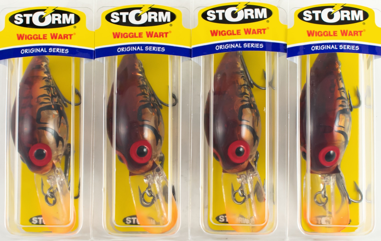 (LOT OF 4) STORM WIGGLE WART ORIGINAL 3/4OZ AV059 PHANTOM BROWN CRAYFISH J4222