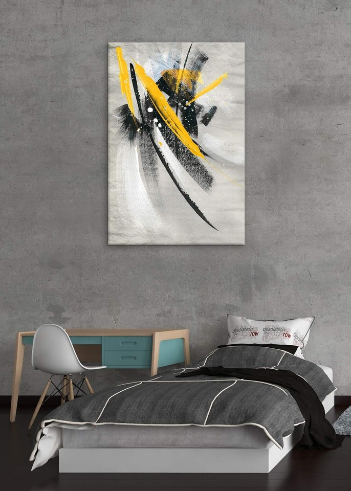 Modern Abstract Wall Art Yellow and Black Canvas Wall Art Yellow and