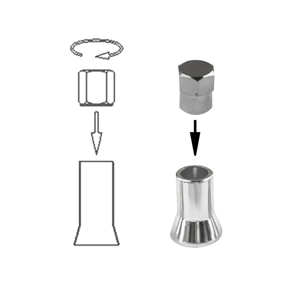 4 juegos de tapas de vástago de válvula de neumático de coche cromadas plateadas con accesorios de cubierta de funda Foto 4 de 4