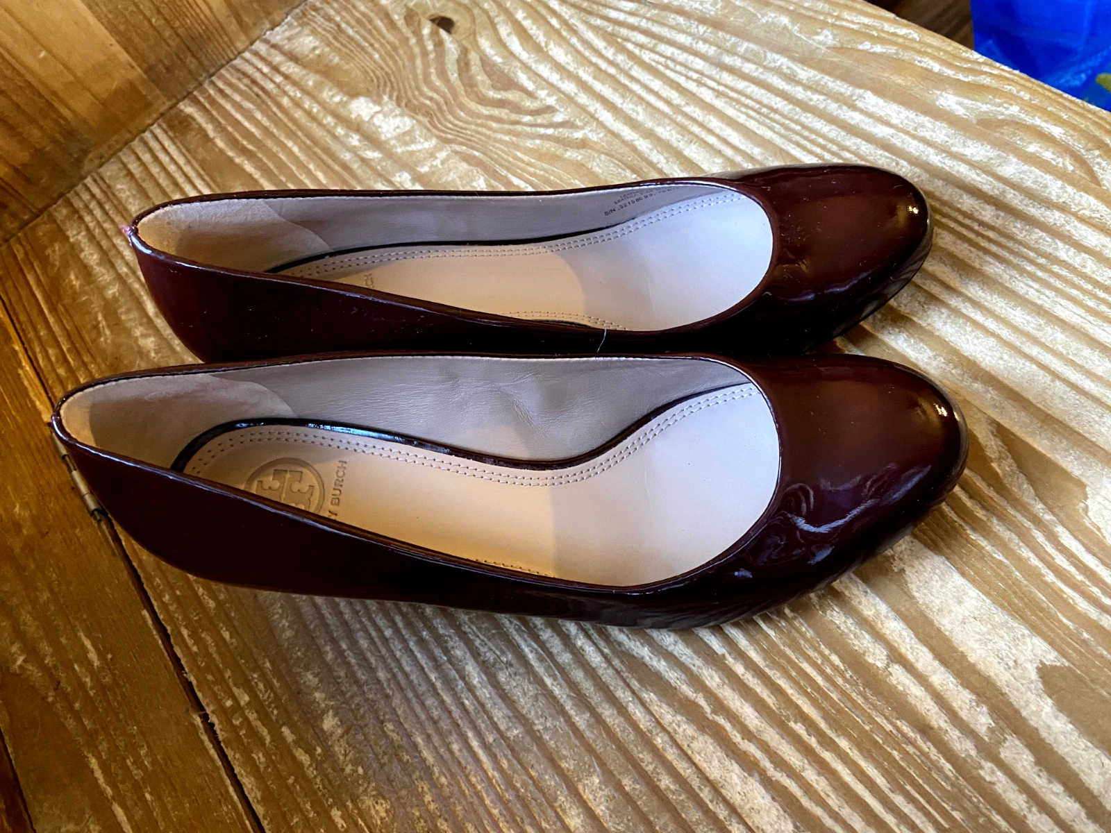 Scarpe Tory Burch Astoria Zeppa Pelle Verniciata Tg 8 5 Vino Borgogna
