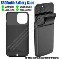 6800mAh Power Bank Battery Charger Case Cover For iPhone XR 11 12 13 14 15 Pro X