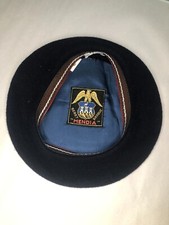 Vintage Black Wool MENDIA BERET BASQUE Cap French Women Size 54 Made in France