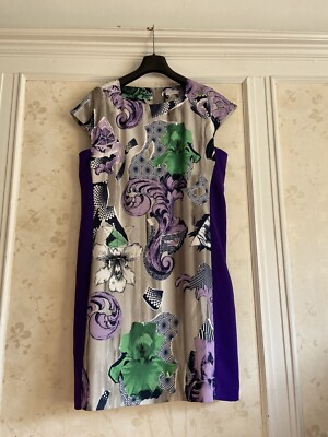 NWT Gianni Versace Collection Womens Floral Print Dress 44 / L US 8 Lavender