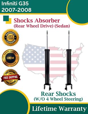 New OE Rear Shocks For 2007-2008 Infiniti G35 3.5L 2WD Sedan Lifetime Warranty