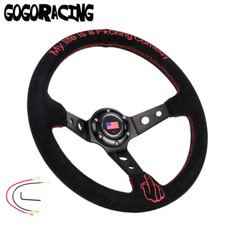 14 Jdm Racing Suede Leather Embroidery Steering Wheel Deep Dish 95mm Drifting