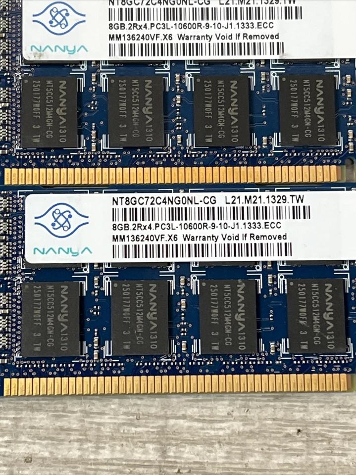 Lot Of 9 - Nanya NT8GC72C4NG0NL-CG 8 GB RAM PC3L-10600R UNTESTED - Image 4 of 4