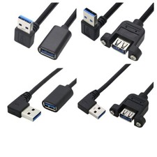 USB 3.0 Extension Cable Lead USB A 90  Right Angle Male to A Female With Base