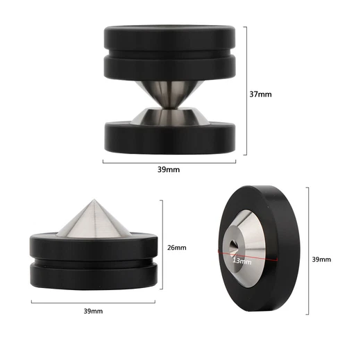 4Sets HIFI Speaker AMP Stainless Steel Stand Isolation Feet Spike Cone with Base - Picture 2 of 6