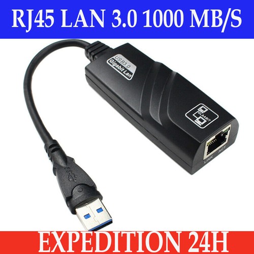 USB 3.0 to Ethernet RJ45 LAN Network Adapter 100/1000 Gigabit Carte réseau PC  - Foto 1 di 7